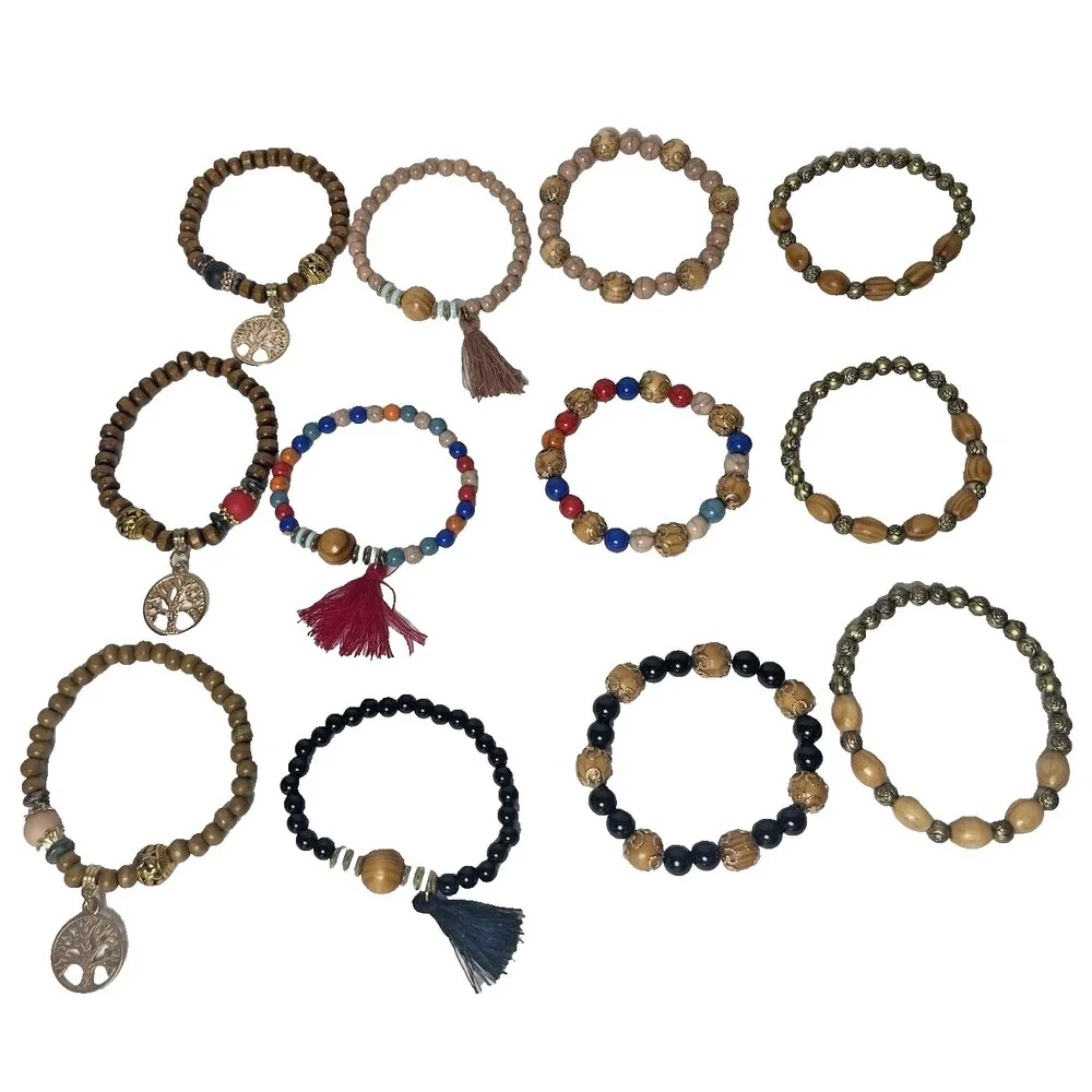 Tree‎ Of Life Bracelets 3 Sets of 4 Each Set Hand Crafted Beautiful Colors Boho